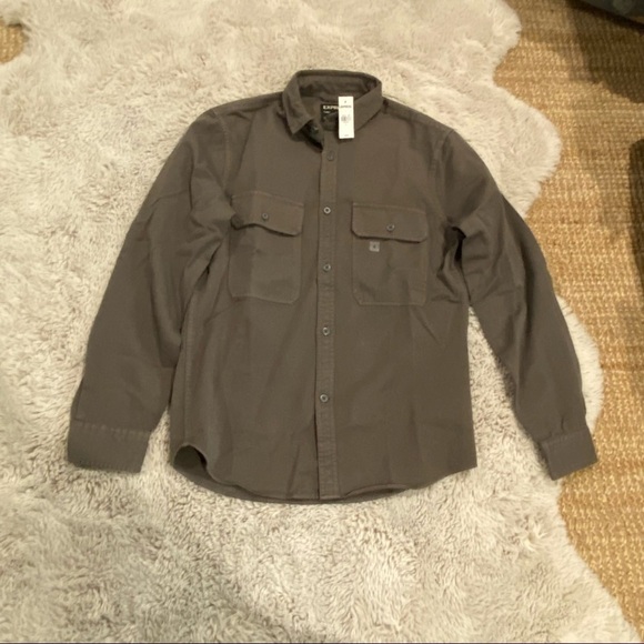 Express solid shirt flannel shirt jacket S NWT olive green - Picture 5 of 8